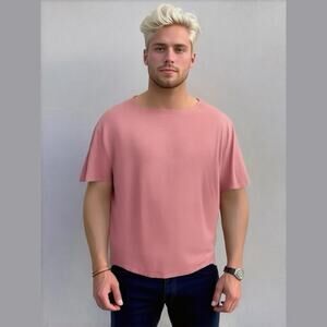 American Eagle Standard Fit Men's Short Sleeve Slub Cotton Pink T-shirt Size XL